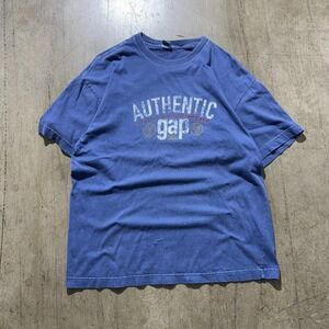 Vintage Gap Shirt Mens Medium Blue Authentic Logo Graphic Tee Made In USA 90s